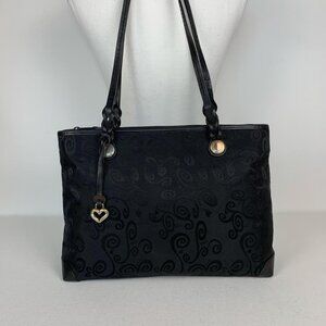 Brighton Mevelyn Jacquard Black Tote - Chic Leather-Trimmed Shoulder Bag